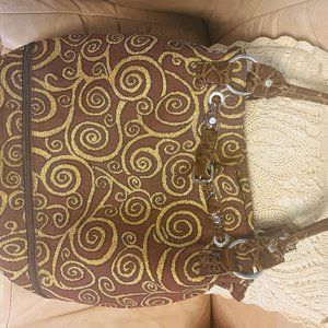 90s Brown & Gold Swirl Shoulder Bag – Vintage, European, Ideal Condition